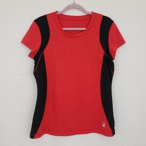 Spyder Athletic Tee T Shirt Red Black size Large Lightweight Running